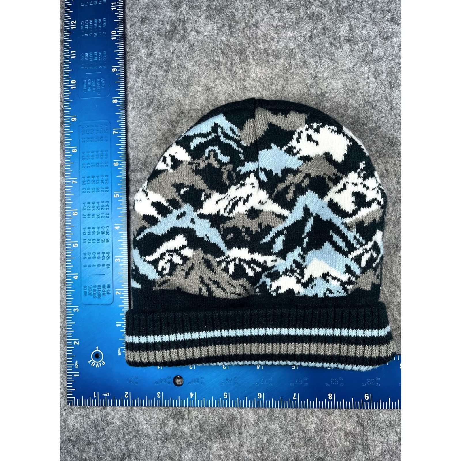 Vintage CF Beanie Beanie Adult One Size Blue White Gray Knit Acrylic Mountain AOP Ski Size ONE SIZE - 4 Thumbnail
