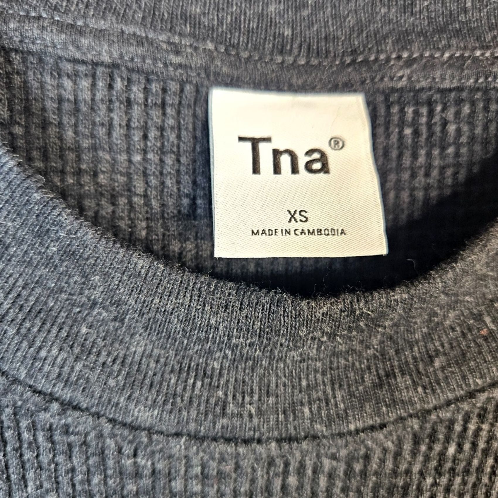 TNA TNA Dark Gray Ribbed Crew Neck Long Sleeve XS A-Line Dress Women Cotton Polyester Solid Casual Size XS / US 0-2 / IT 36-38 - 3 Thumbnail