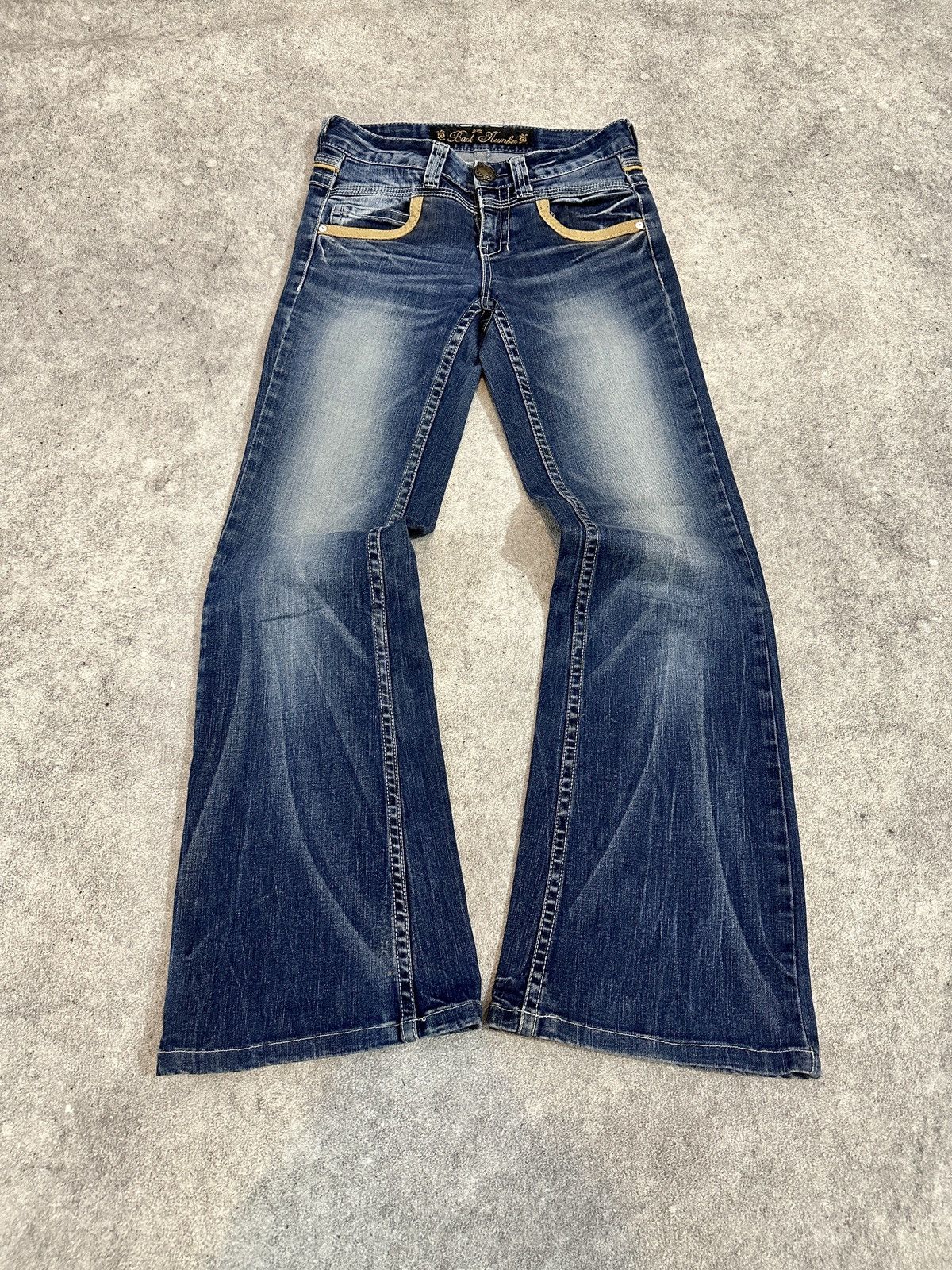 If Six Was Nine × Japanese Brand × Le Grande Bleu (L.G.B.) 90s Vintage Low Rise Back Number Washed Flared Jeans Lgb Size US 29 - 1 Thumbnail