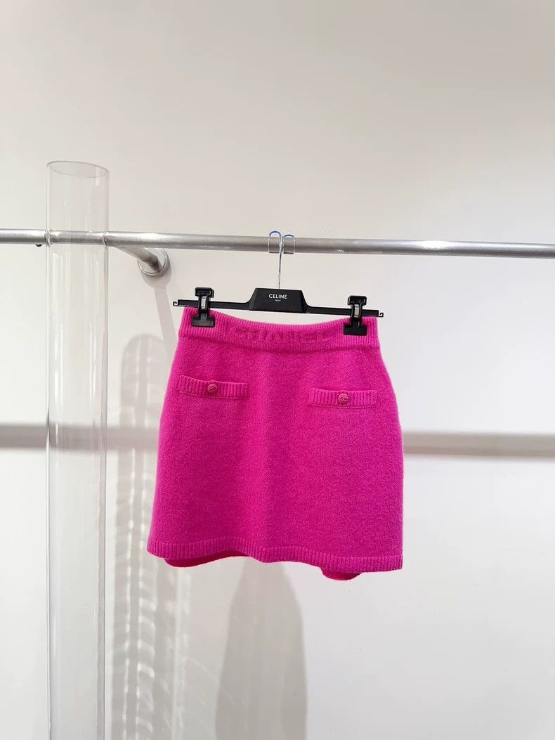 Chanel 22B peach pink cashmere skirt 2503-Nextarrow