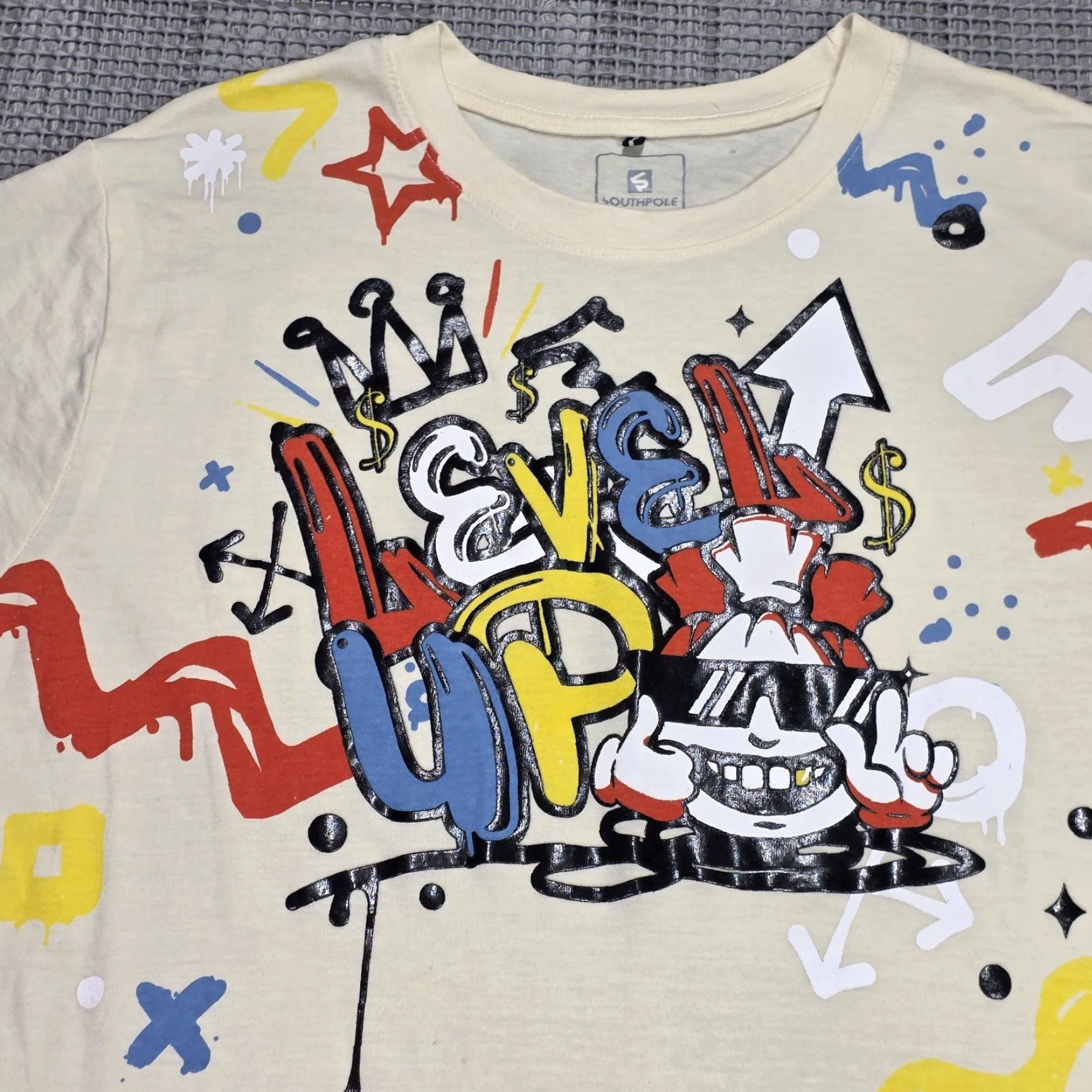 Southpole Southpole T Shirt Graphic Money Beig e Level Up Mens L Short Sleeve Y2K Cyberpunk Size US L / EU 52-54 / 3 - 2 Thumbnail