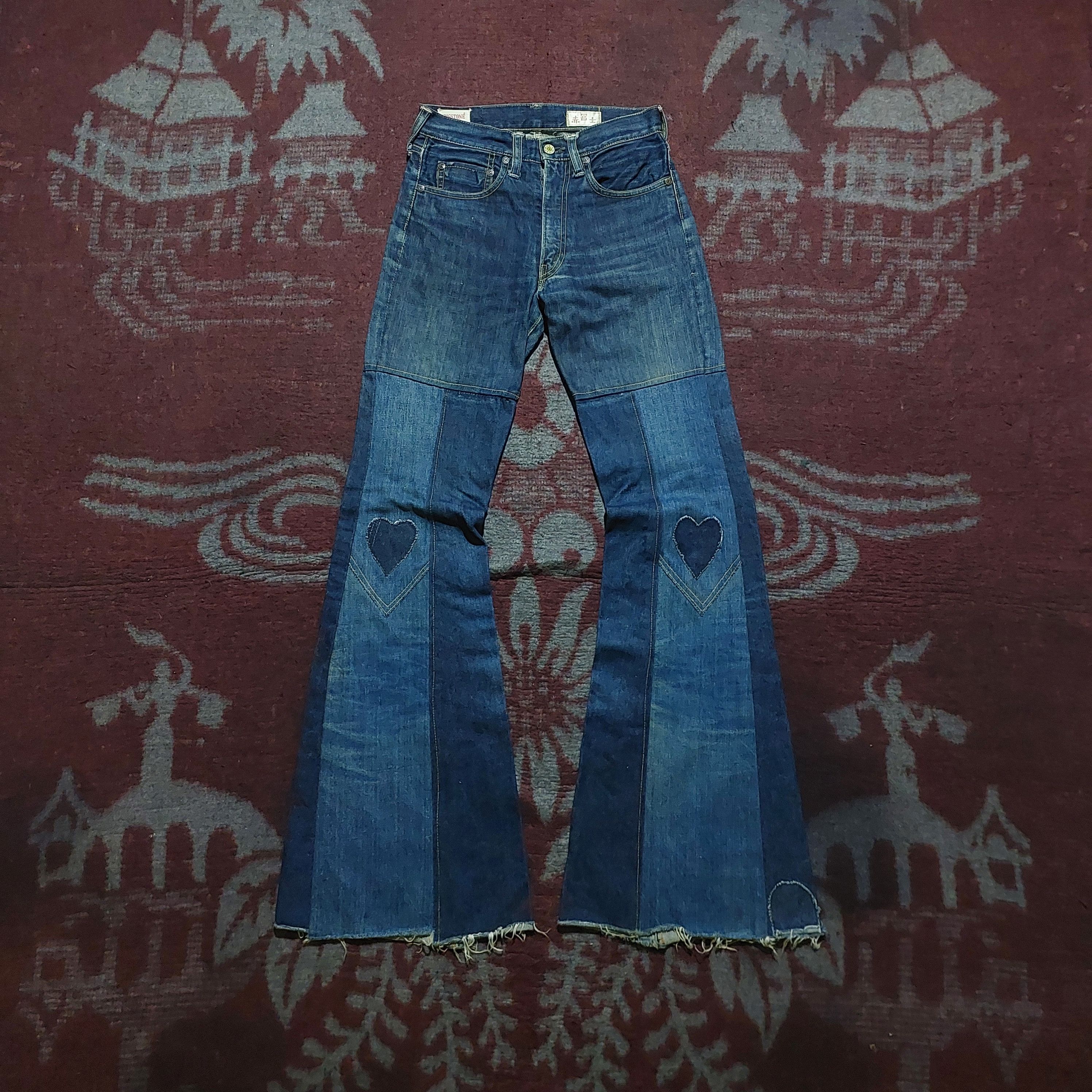 GOA Vintage Bigstone Genuine indigo denim bell bottom jeans Size US 28 / EU 44 - 1 Thumbnail