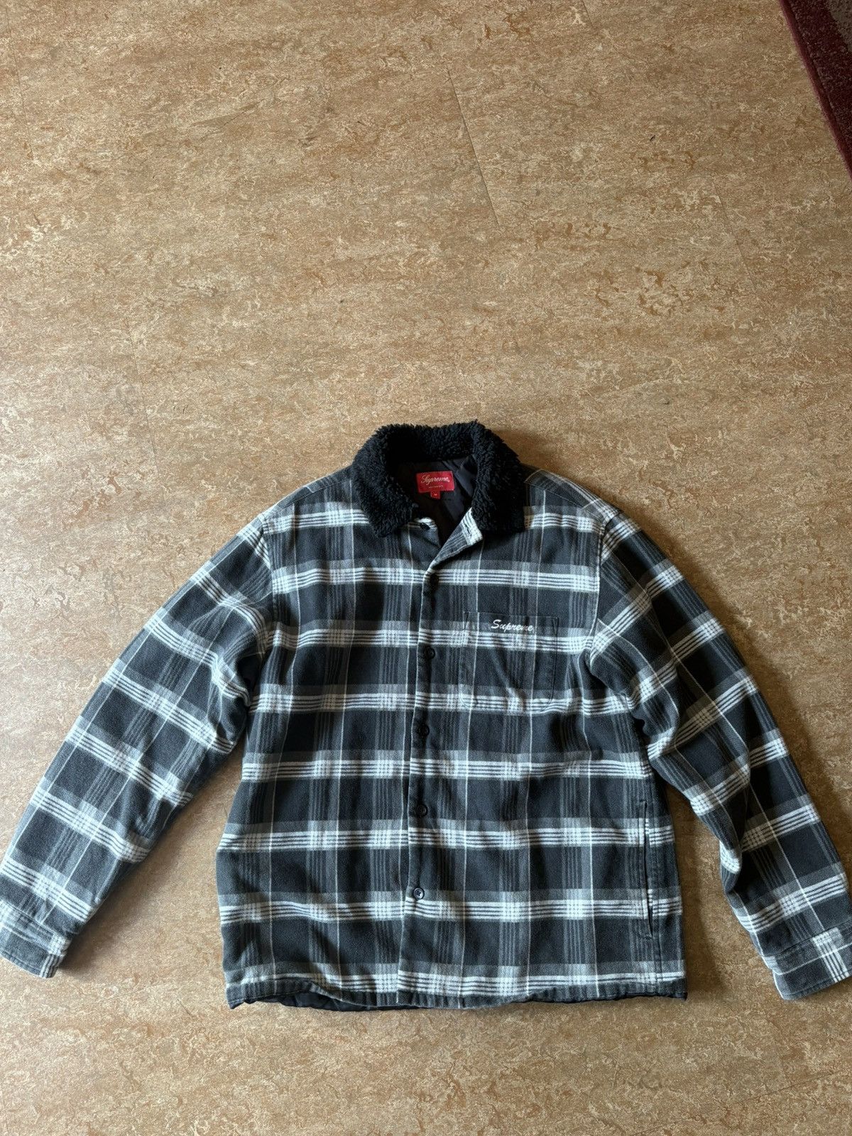 Supreme F/W '21 Faux Fur Collar Flannel Shirt | Grailed