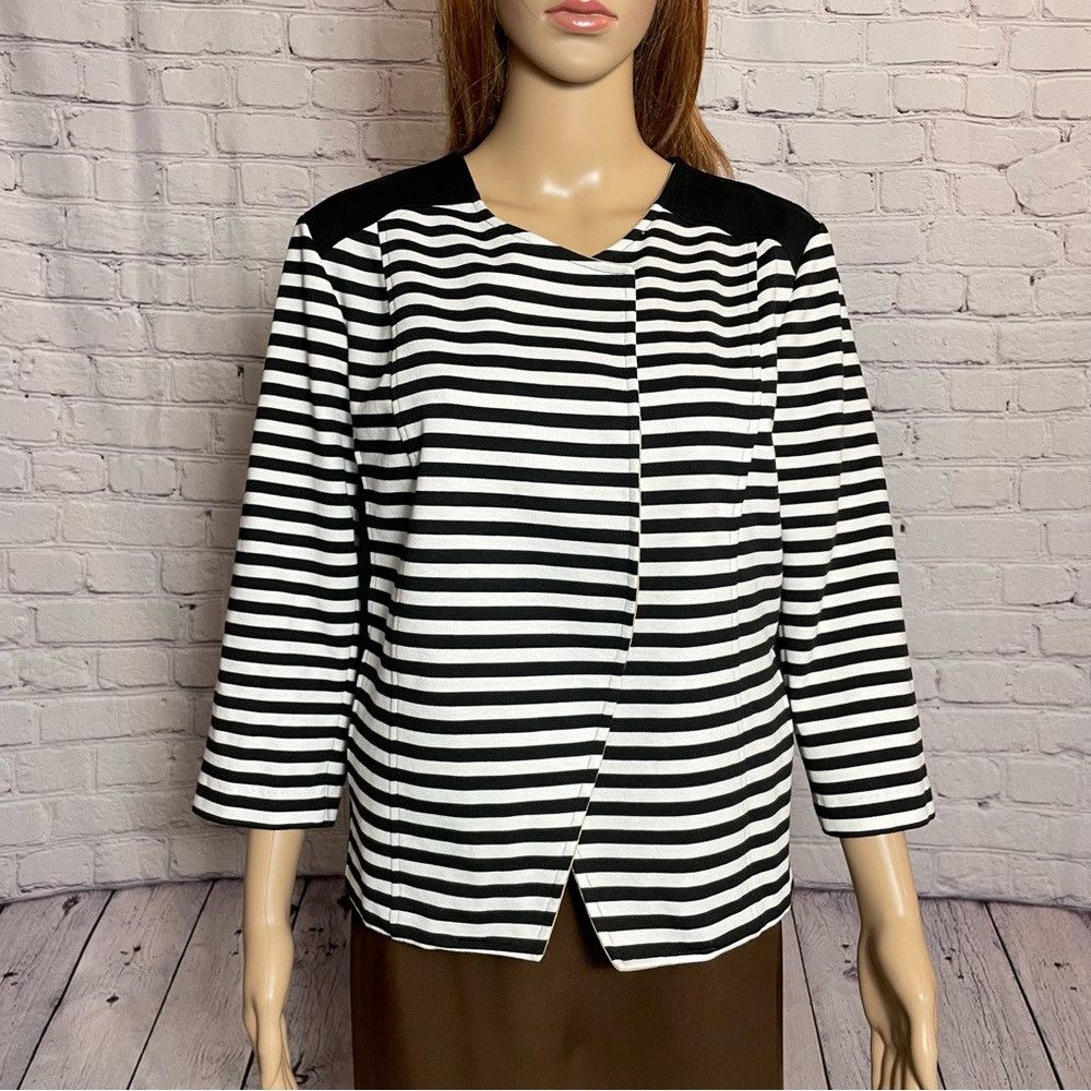 Chicos New Chico's Striped Blocked Moto Jacket Size 1 US M Size M / US 6-8 / IT 42-44 - 5 Thumbnail