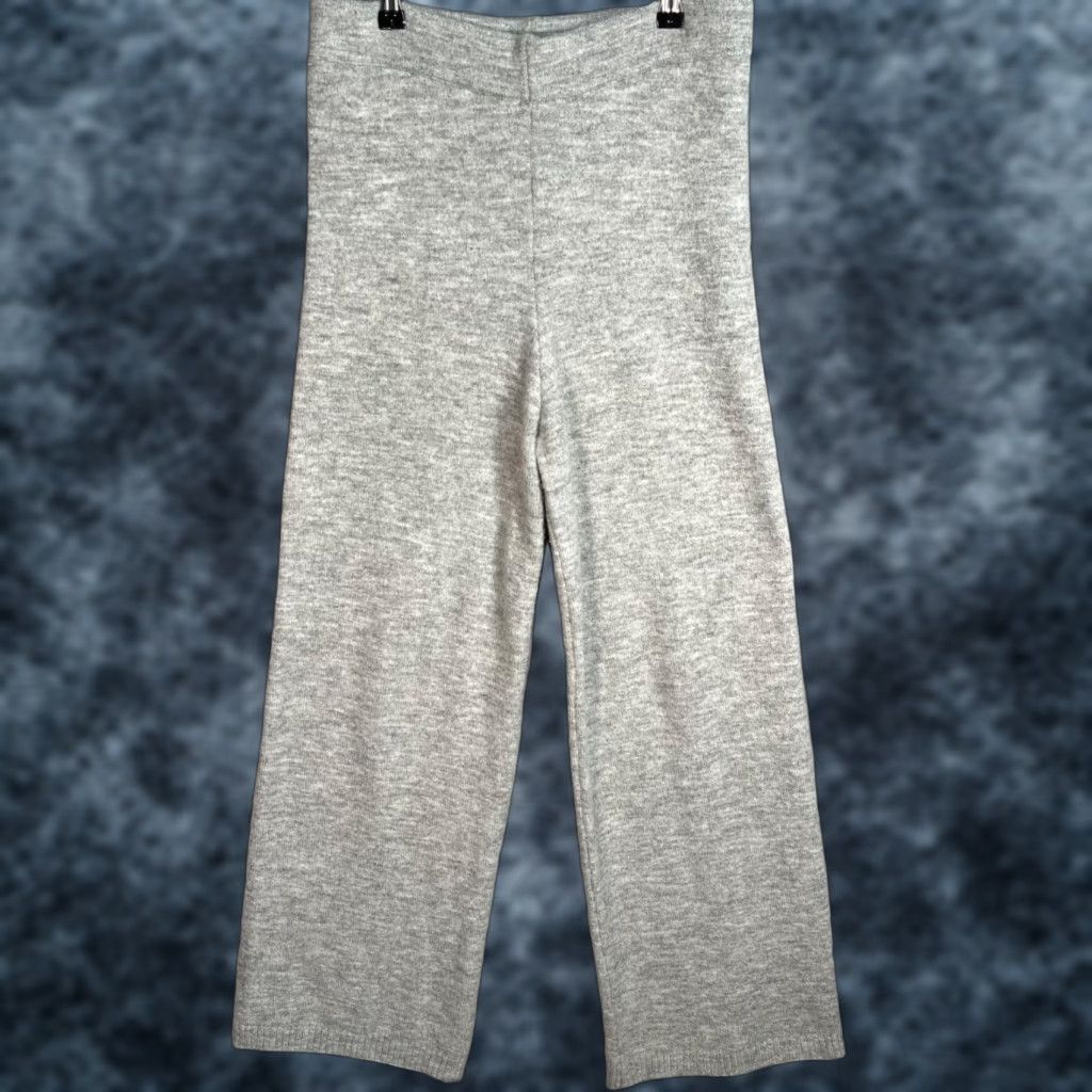 Mango VINTAGE MNG Womens Grey Knit Wide Leg Sweat Pants Size Medium Stretch Size 32" / US 10 / IT 46 - 1 Thumbnail