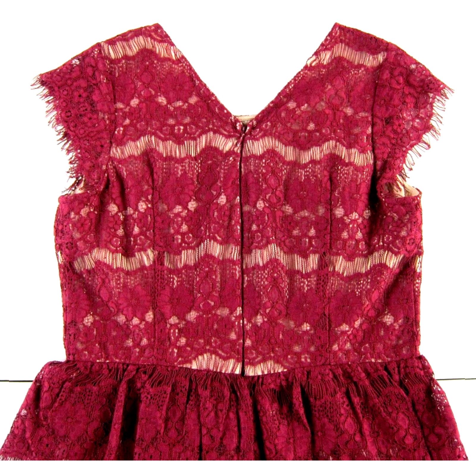 Vintage Maeve Dress Cap Sleeve Sheath L Maeve Red Lace Knee Length Floral 90s? Size L / US 10 / IT 46 - 5 Thumbnail