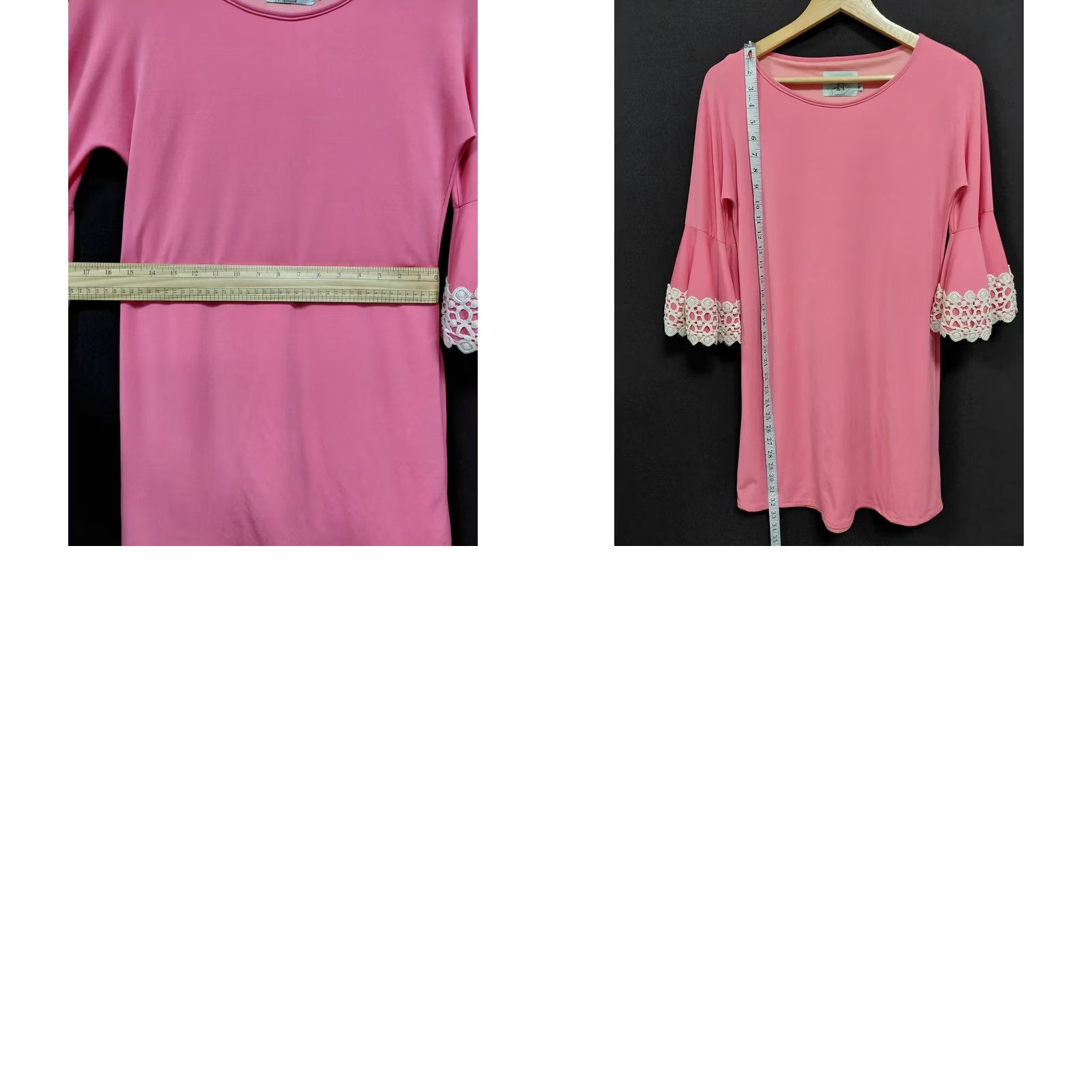 Vintage Judith March Pink Bell Sleeve Dress Solid 3/4 Sleeve Knee Length Women Size S Size S / US 4 / IT 40 - 8 Thumbnail