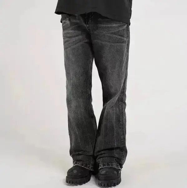 Japanese Brand Aged washed black baggy wide leg jeans Size US 30 / EU 46 - 6 Thumbnail