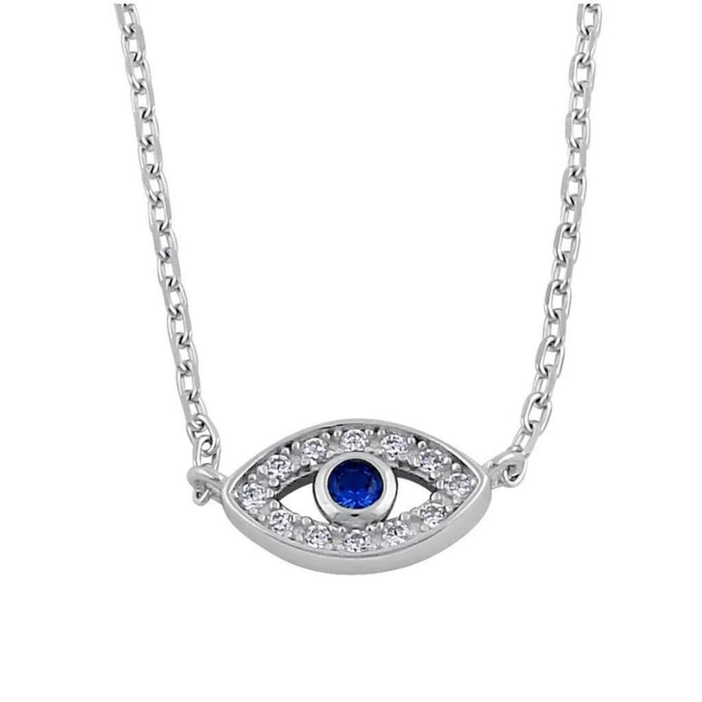 Other Sterling Silver Eye Blue Spinel CZ Necklace New Size ONE SIZE - 3 Thumbnail