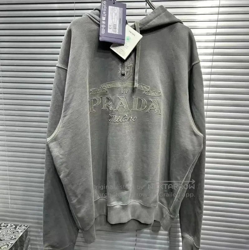 Prada Prada Men's Brown Green Cotton Embroidered Sweatshirt. Size US M / EU 48-50 / 2 - 2 Thumbnail