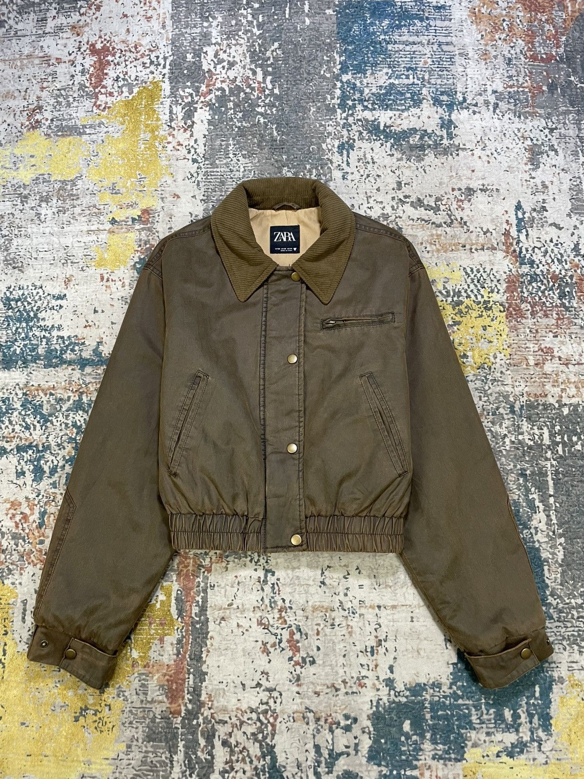 Zara ZARA Corduroy Collar Waxed Bomber Jacket Size XS / US 0-2 / IT 36-38 - 12 Thumbnail