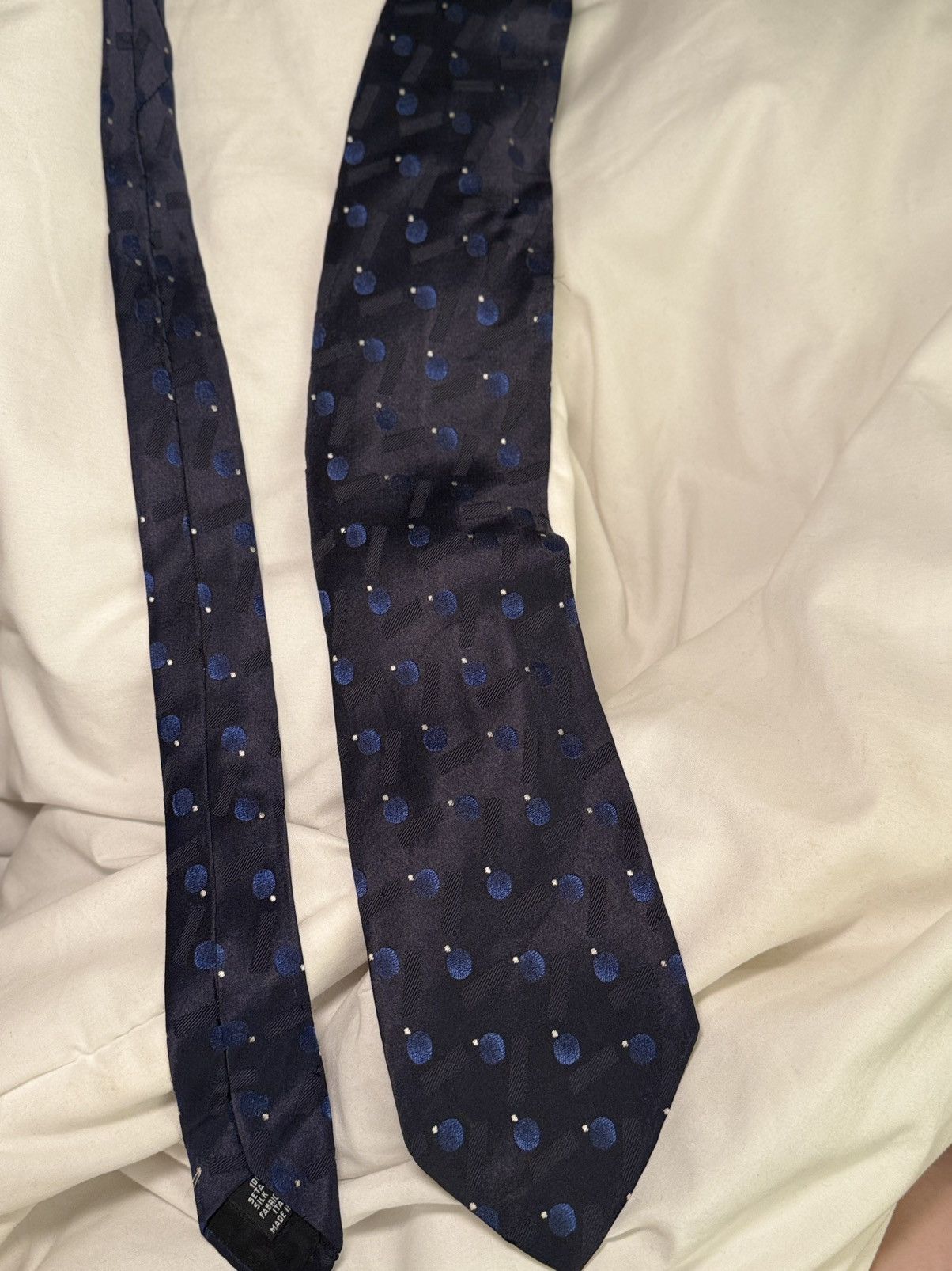 Hugo Boss BOSS Hugo Boss Navy Blue Polka Dot Patterned Tie Size ONE SIZE - 7 Thumbnail