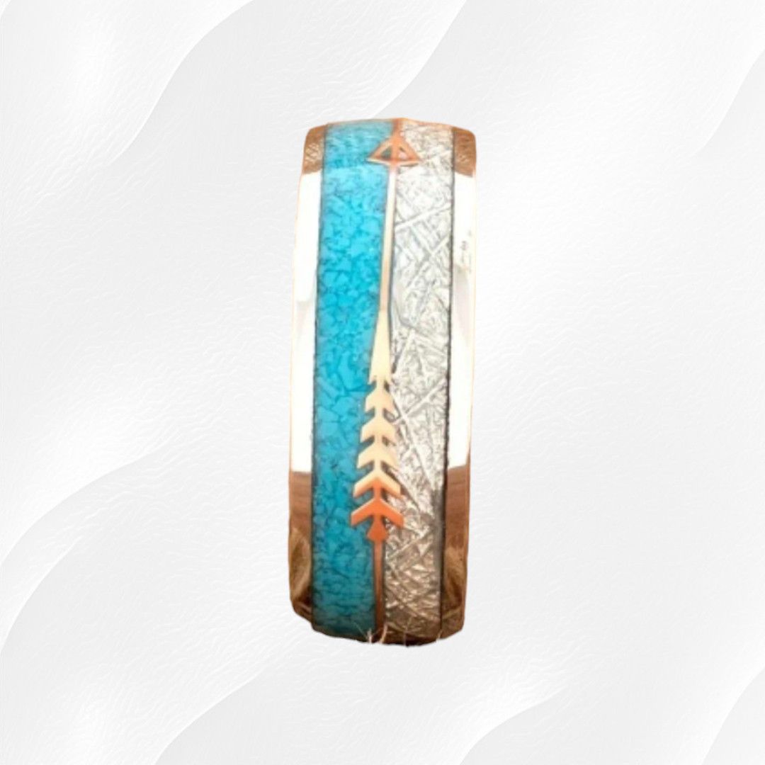 Other Arrow Synthetic Turquoise Mens Stainless Steel Ring Size 7 Size ONE SIZE - 1 Thumbnail