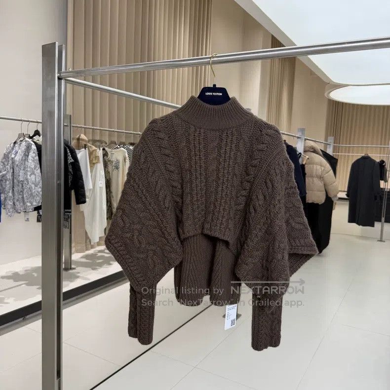 Hermes Hermes Brown and Caramel Coarse Knit Cloak Sweater Two-Pie Size XS / US 0-2 / IT 36-38 - 1 Thumbnail