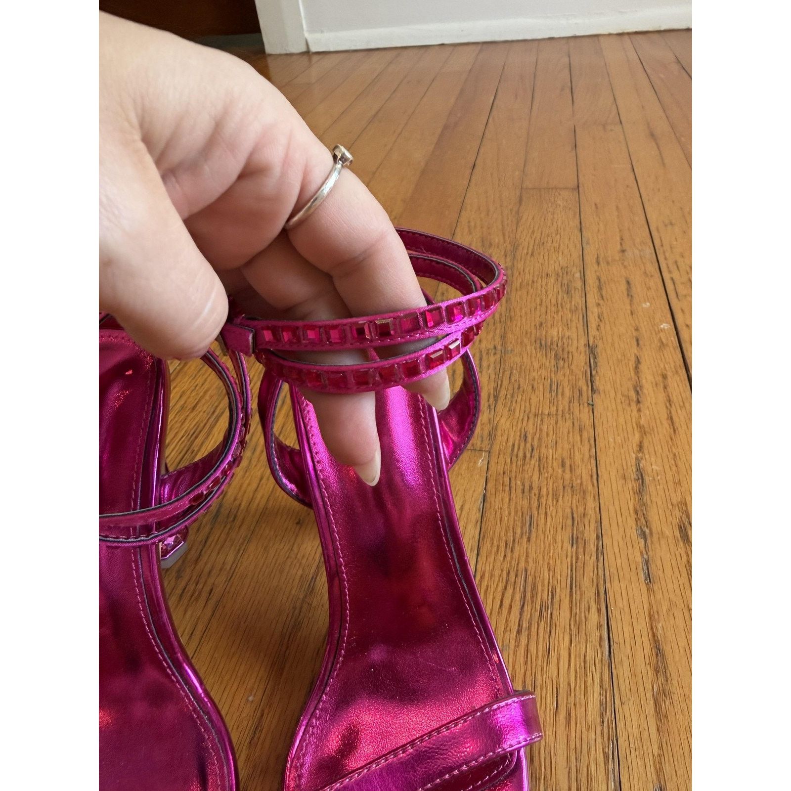 Other Pink Rhinestone Strappy Heel Sandals Shoes Womens Size 8 Size US 8 / IT 38 - 2 Thumbnail