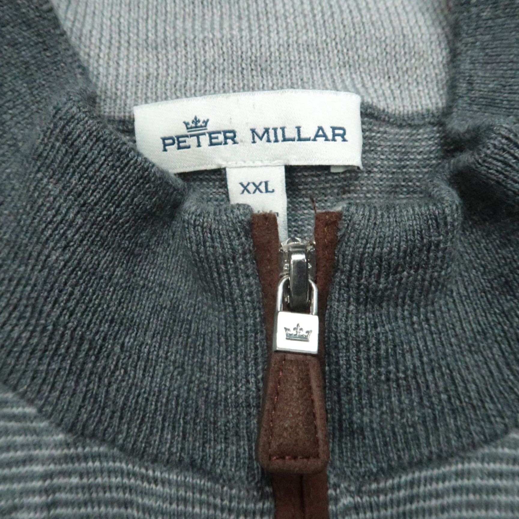 Peter Millar Peter Millar Sweater Men 2XL Gray Wool Pullover 1/4 Zip Mock Neck Striped Knit Jumper Size US XXL / EU 58 / 5 - 3 Thumbnail
