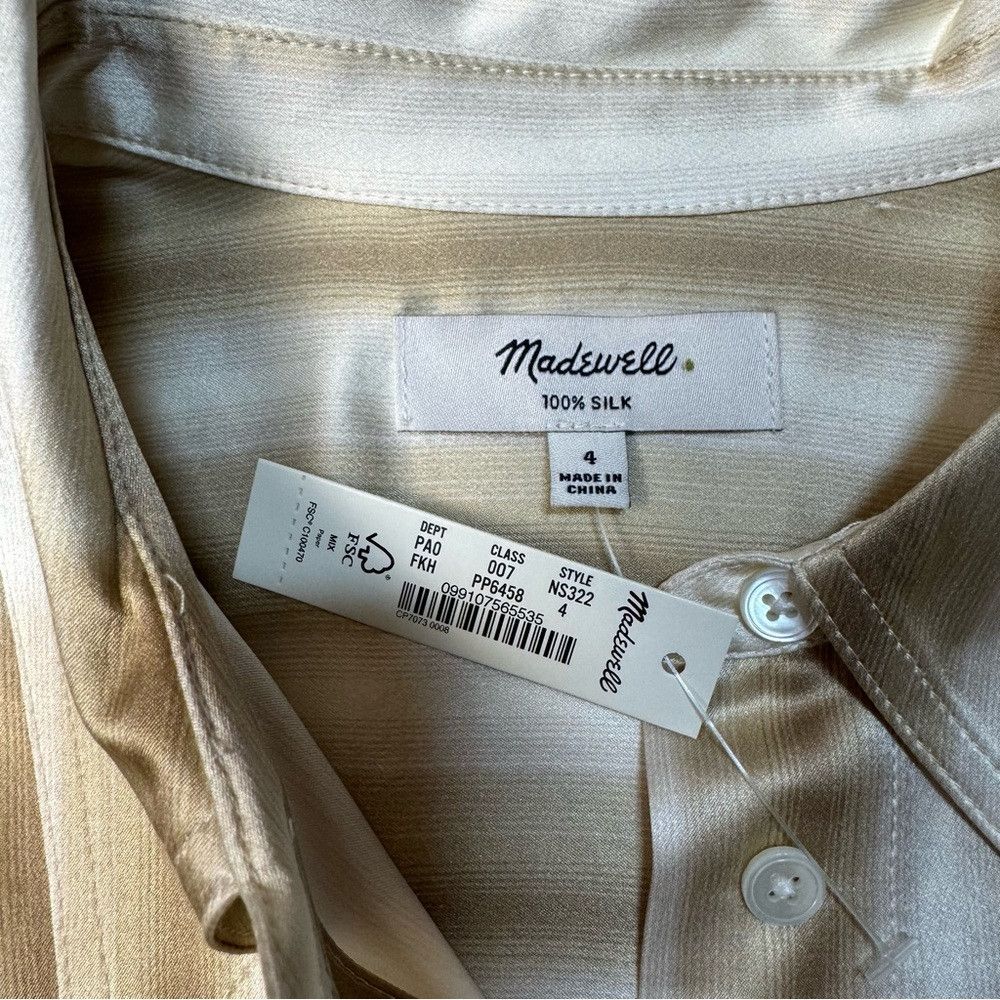 Madewell NWT New Madewell 100% Silk Slim Button Up Stripe Long Sleev Size S / US 4 / IT 40 - 7 Thumbnail