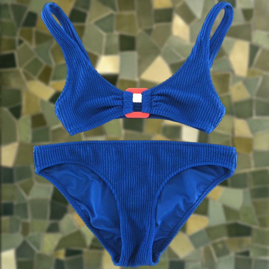 American Eagle Outfitters American Eagle Outfitters Blue Pink Two Piece Swimsuit Bikini Top XXS Bottom XS Size XXS / US 00 / IT 34 - 1 Thumbnail
