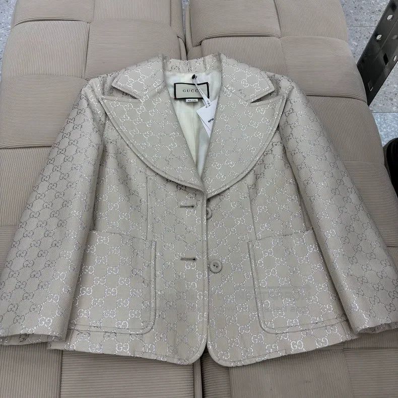 Gucci Gucci Double G full-print lapel single-breasted beige wool Size XS / US 0-2 / IT 36-38 - 1 Thumbnail