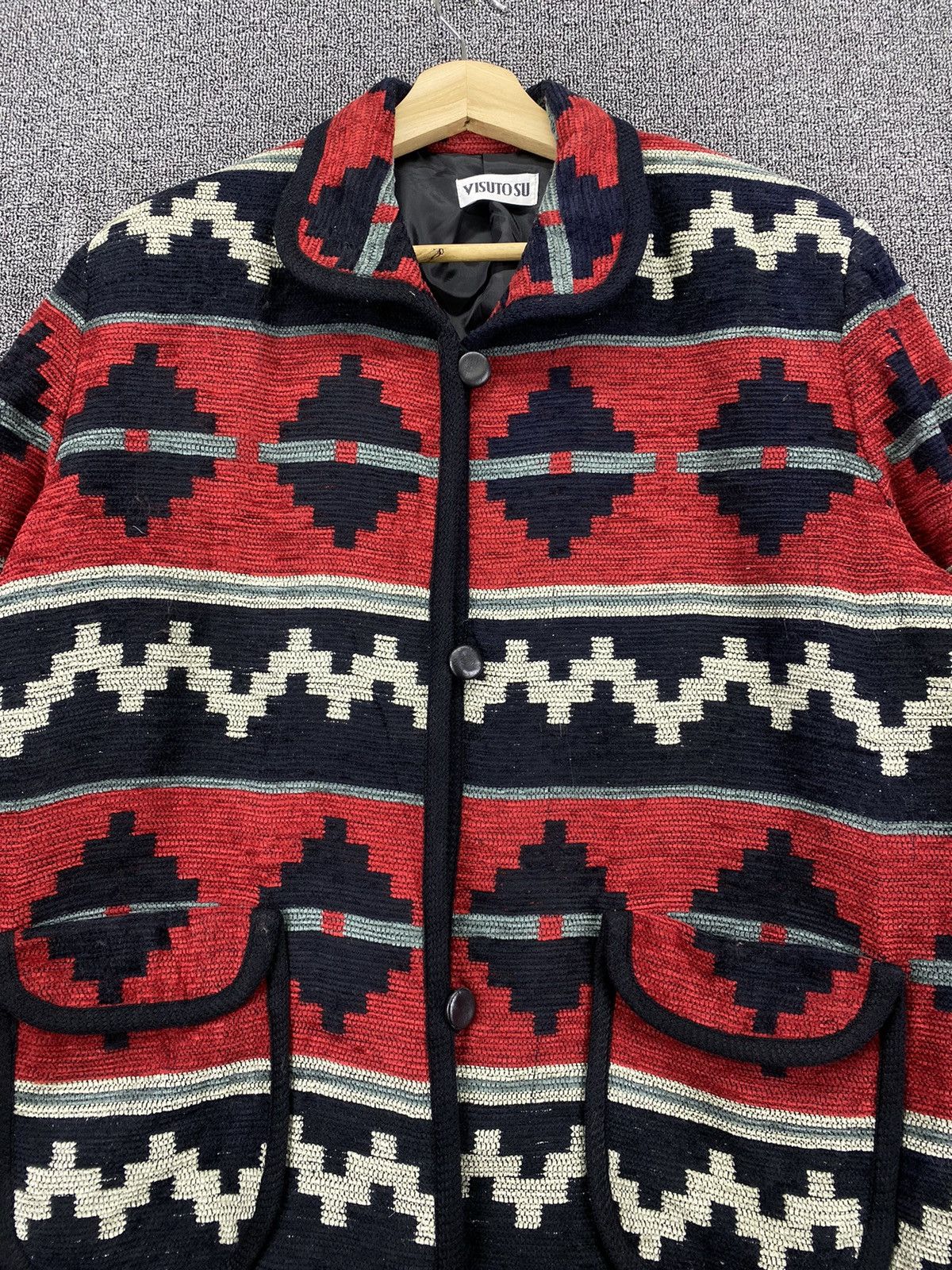 Japanese Brand Vintage VISUTOSU Aztec Navajo Native Design Wool Coat Jacket Size US L / EU 52-54 / 3 - 5 Thumbnail