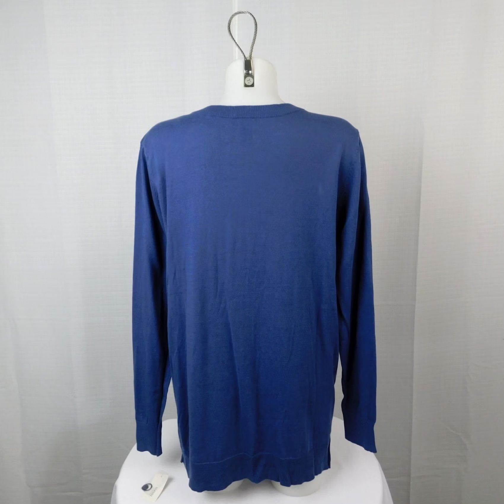 Alfani Alfani Cardigan V-Neck Button Knit Cotton Blue Small Womens/Ladies Size S / US 4 / IT 40 - 3 Thumbnail