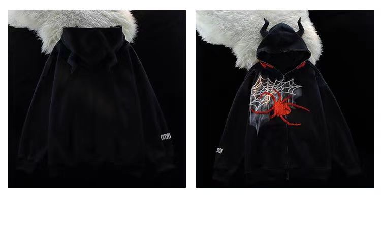 Japanese Brand Hip Hop Spider Print Hooded Sweatshirt Jacket Size US M / EU 48-50 / 2 - 4 Thumbnail