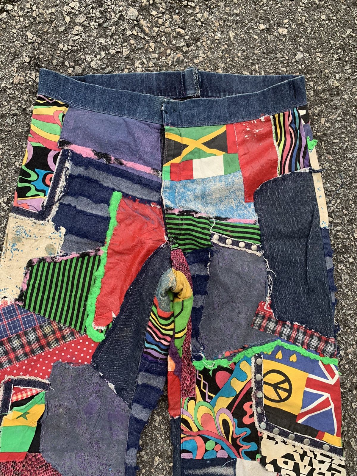 If Six Was Nine × Japanese Brand FLARE PATCHWORK HANDMADE HIPPIES STYLE REWORK INSANE PANTS🌈 Size US 32 / EU 48 - 8 Thumbnail