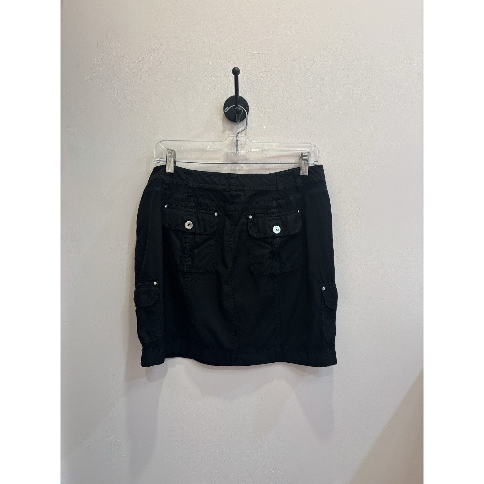 White House Black Market Y2K Black Cargo Mini Skirt Silver Hardware Pockets Goth Sz M Size 29" - 11 Thumbnail
