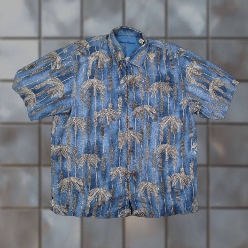 Tommy Bahama Tommy Bahama Shirt Mens XL Blue Silk Floral Palms Button Up Aloha Tiki Camp Size US XL / EU 56 / 4 - 1 Thumbnail