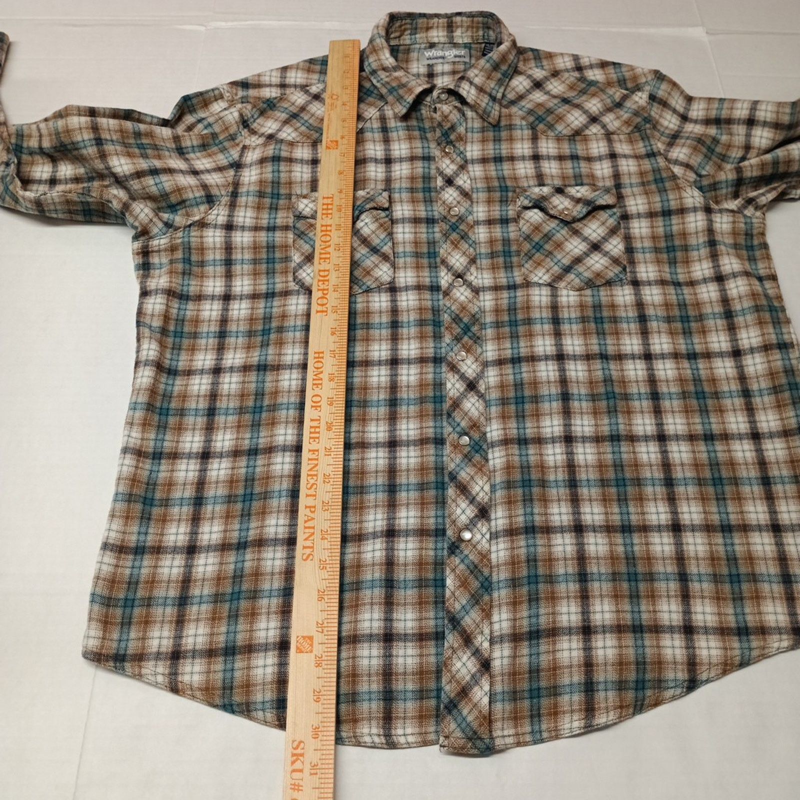 Wrangler Wrangler Wrancher Shirt Men's 2XL Brown Plaid Flannel Snap Size US XXL / EU 58 / 5 - 6 Thumbnail