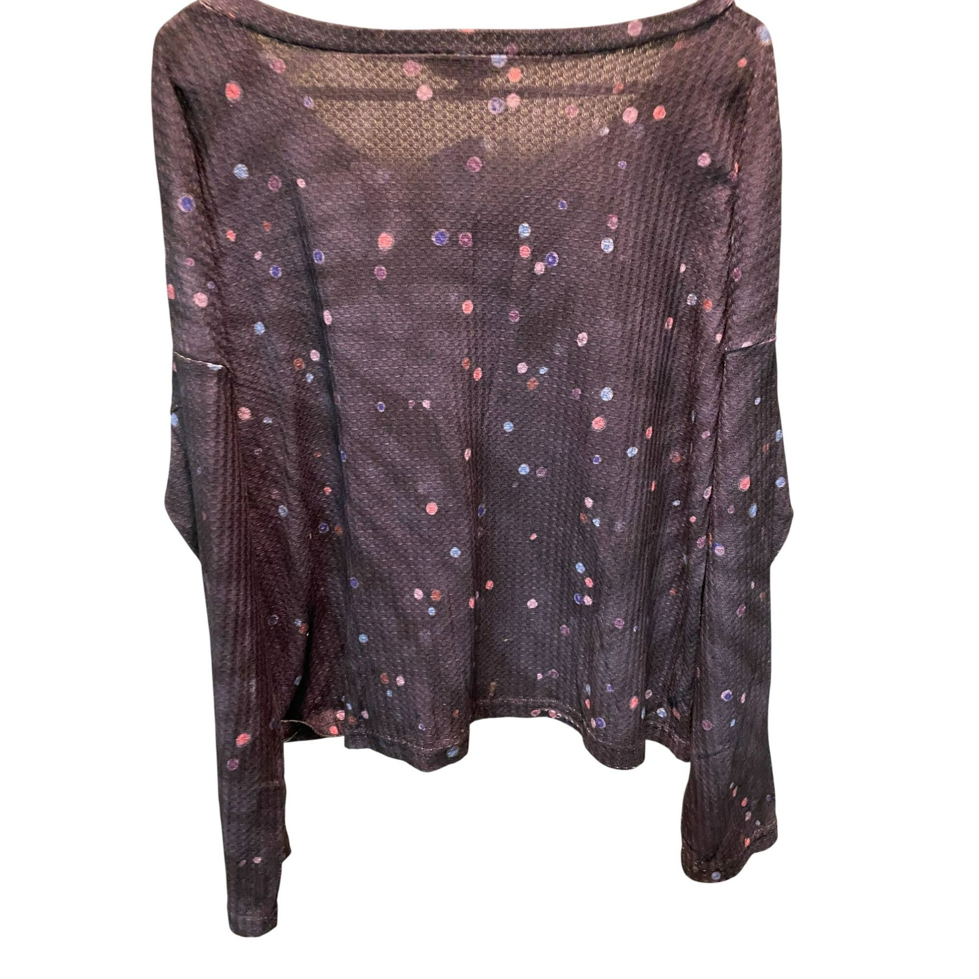 Other Luukse Womens 2X Long Sleeve Black and Polka Dot V-Neck Top Size XXL / US 16-18 / IT 52-54 - 6 Thumbnail