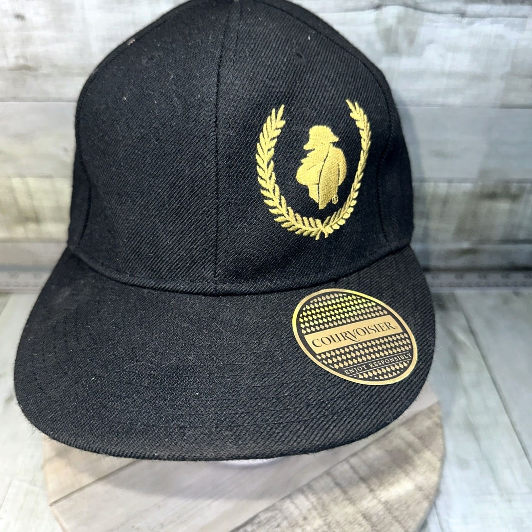 Logo 7 Courvoisier Hat Black Gold Logo Promo Cap Rare Brandy Liquor Sz Med Men Baseball Cap M & M Black Gold Logo 90s(brand) Men Size ONE SIZE - 2 Thumbnail
