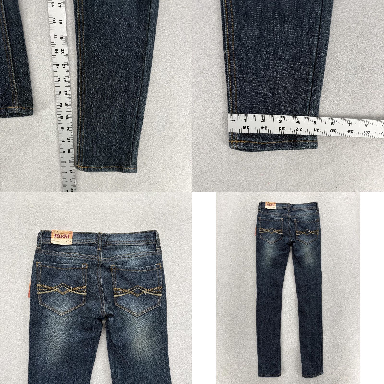 Vintage Mudd Blue Jeans Skinny Junior 0 Low Rise Stretch Studded Rhinestone Embroidered 5-Pocket Denim N/A Womens? Size 25" / US 0 / IT 36 - 8 Thumbnail