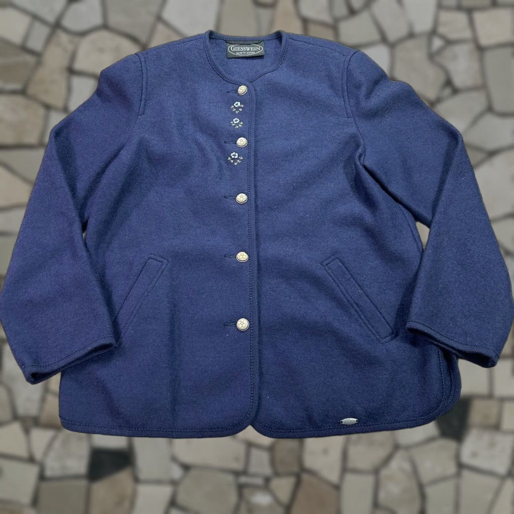 Vintage Giesswein Jacket Womens 38 Blue Merino Wool Button Front Embroidered Austria Size XS / US 0-2 / IT 36-38 - 1 Thumbnail