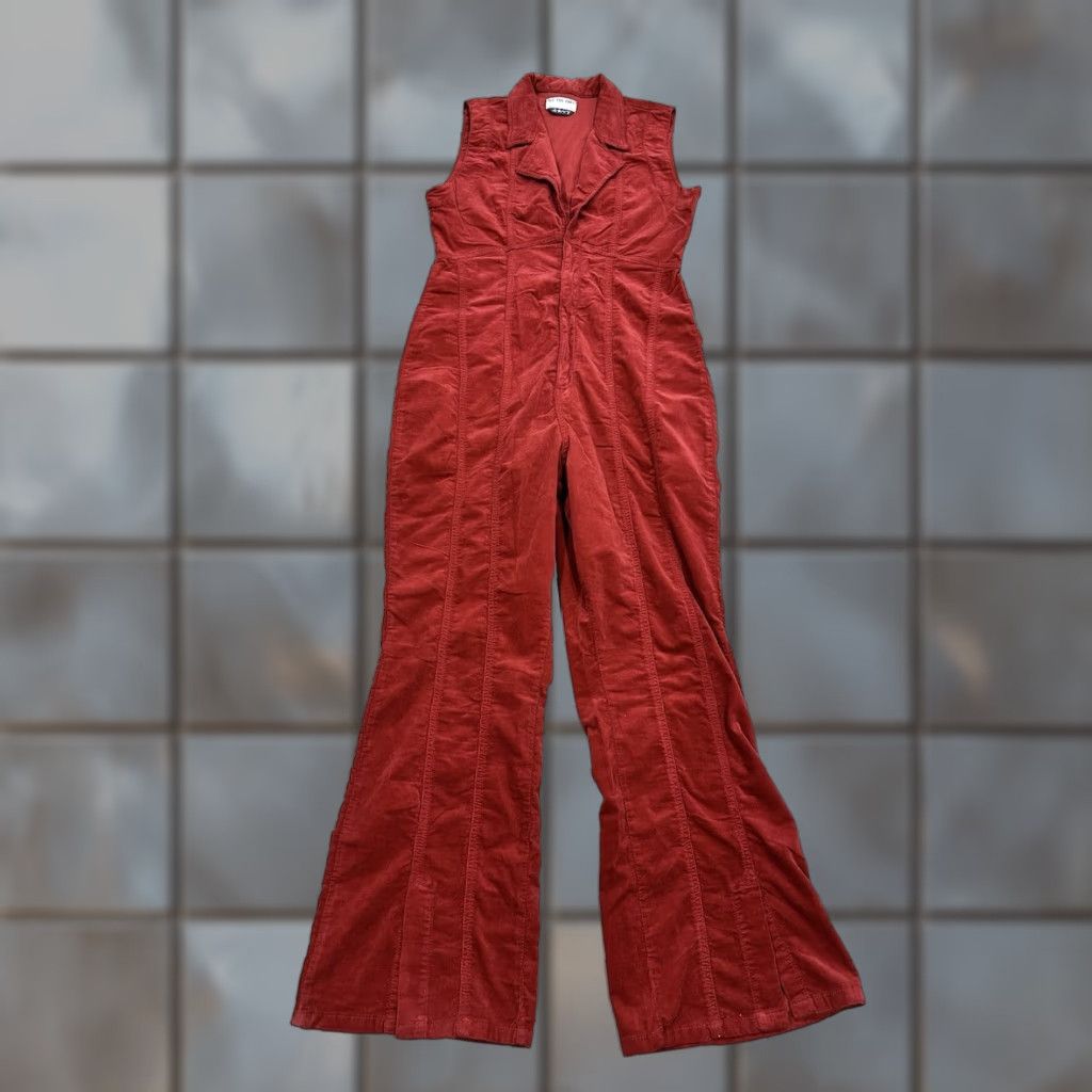 Vintage NWT We The Free Jumpsuit XL Red Corduroy Flared One-Piece Sleeveless Casual Women’s Bohemian Western Size 40" / US 18 - 1 Thumbnail