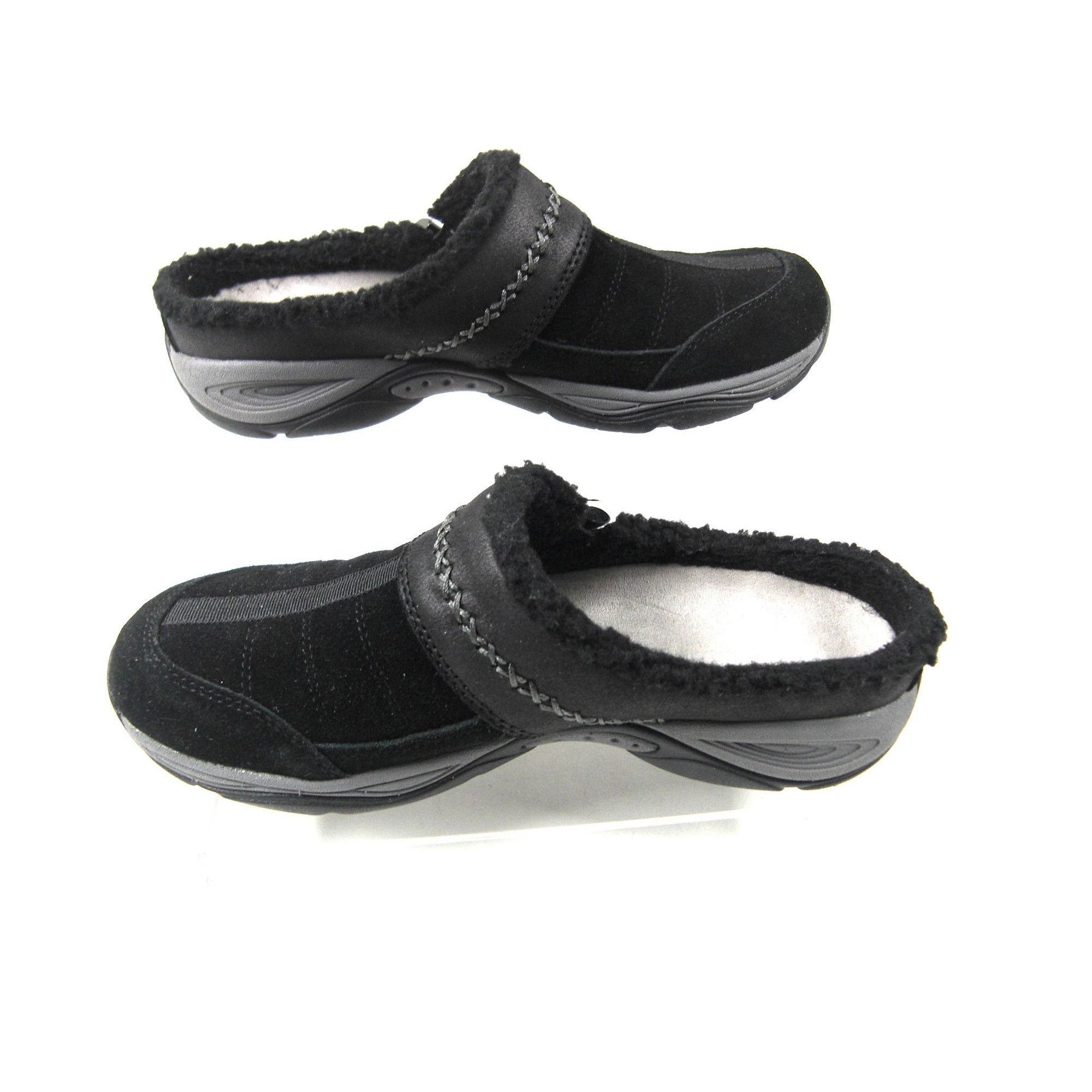 Easy Spirit Womens Efrost Black Suede Mules Shoes Medium