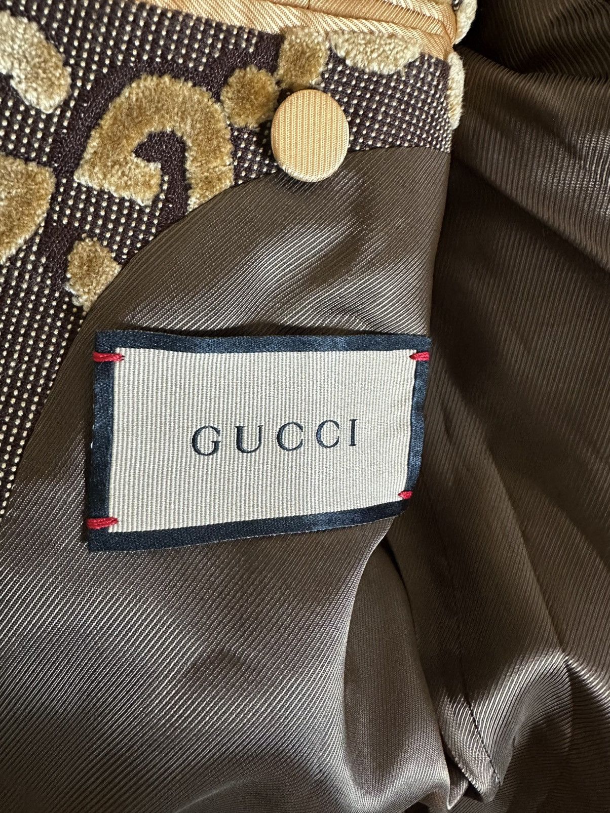 Gucci Gucci GG monogram brown velvet blazer/suit jacket & trousers Size 48R - 4 Thumbnail