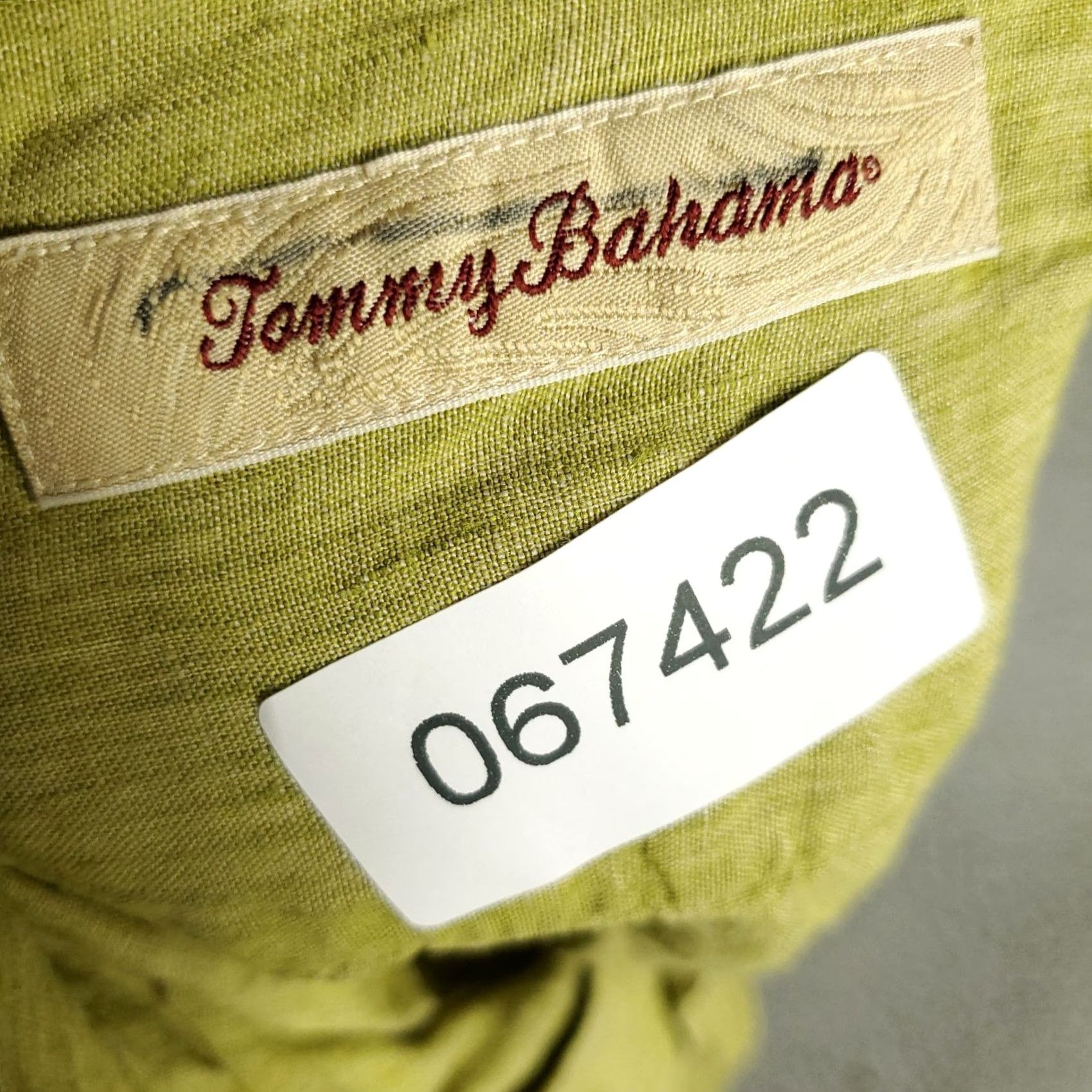 Tommy Bahama Tommy Bahama Shirt Mens Large Green Linen Hawaiian Button Up Short Sleeve Size US L / EU 52-54 / 3 - 7 Thumbnail