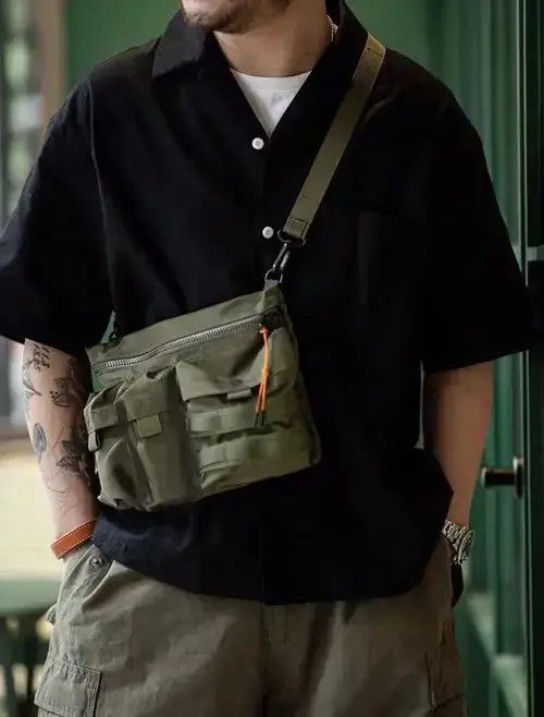 Military Outdoor Shoulder Side Bag Crossbody Bag in Army Green, Men's