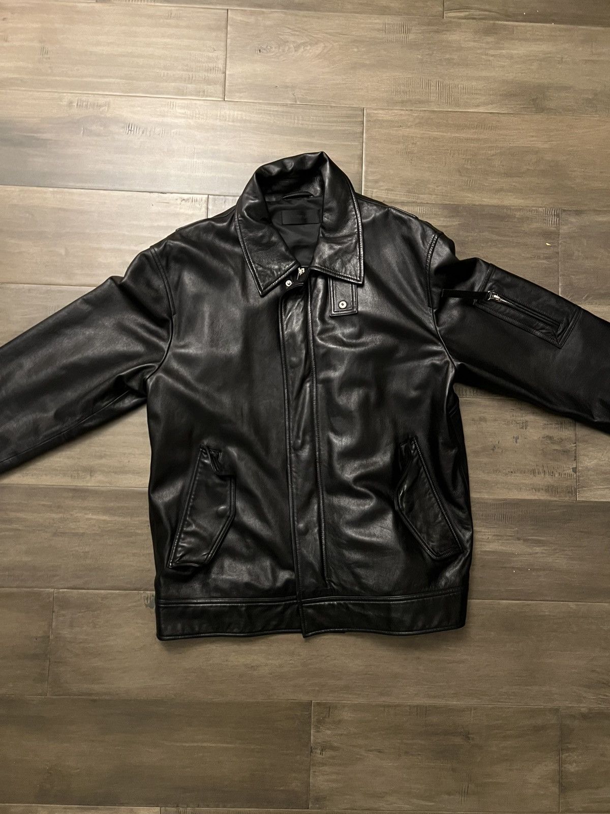 Helmut Lang Helmut Lang BNDG Strap Leather Biker Jacket with