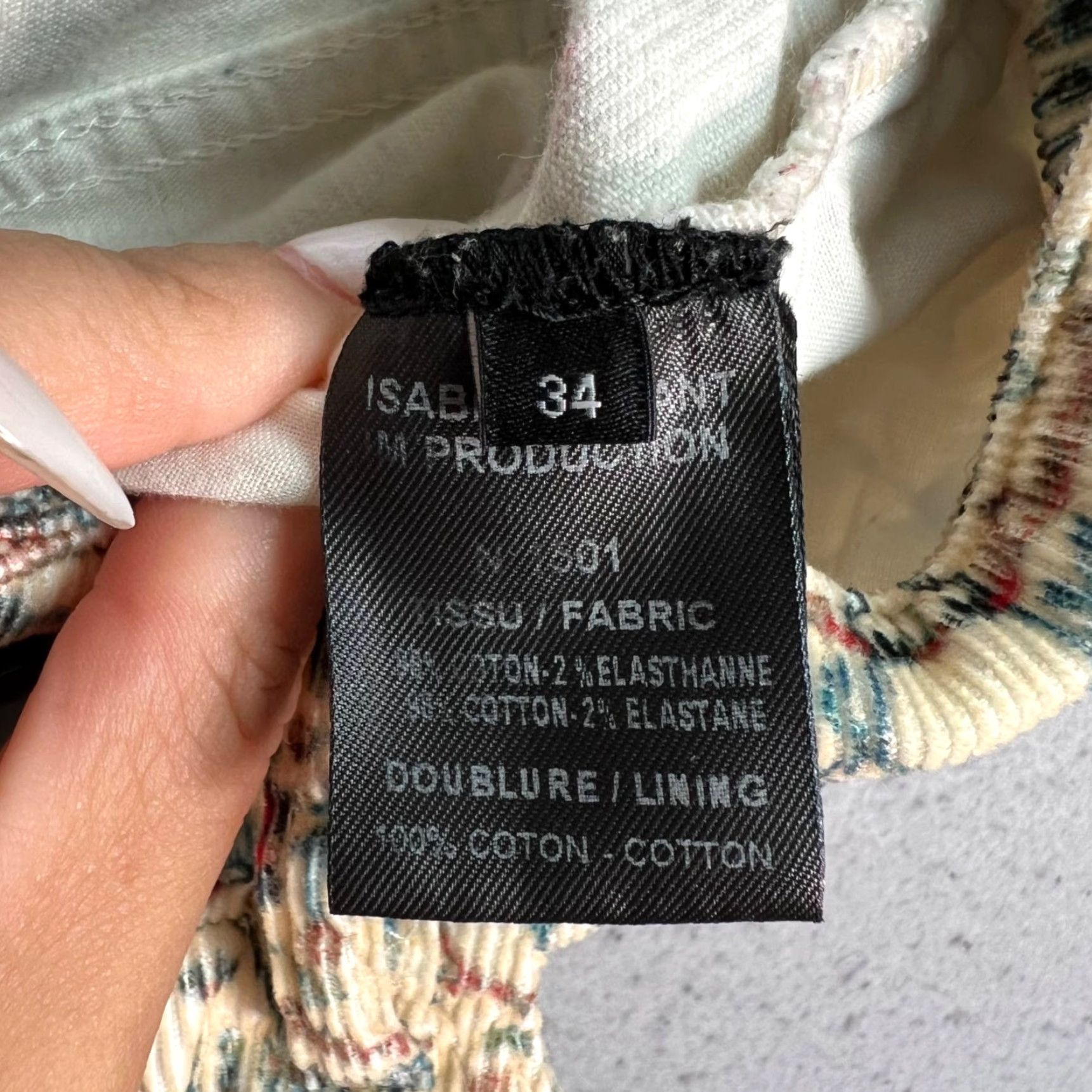 Isabel Marant ISABEL MARANT Multicolor Corduroy Printed Skinny Pants Womens Size 34 Inseam 29 In. Ankle Fit Size 24" / US 00 / IT 34 - 4 Thumbnail