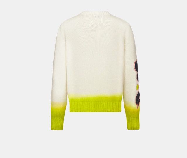 Dior × Kaws o1w1db11025 513M655 Wool Knit Sweater in White/Yellow Size US L / EU 52-54 / 3 - 2 Thumbnail