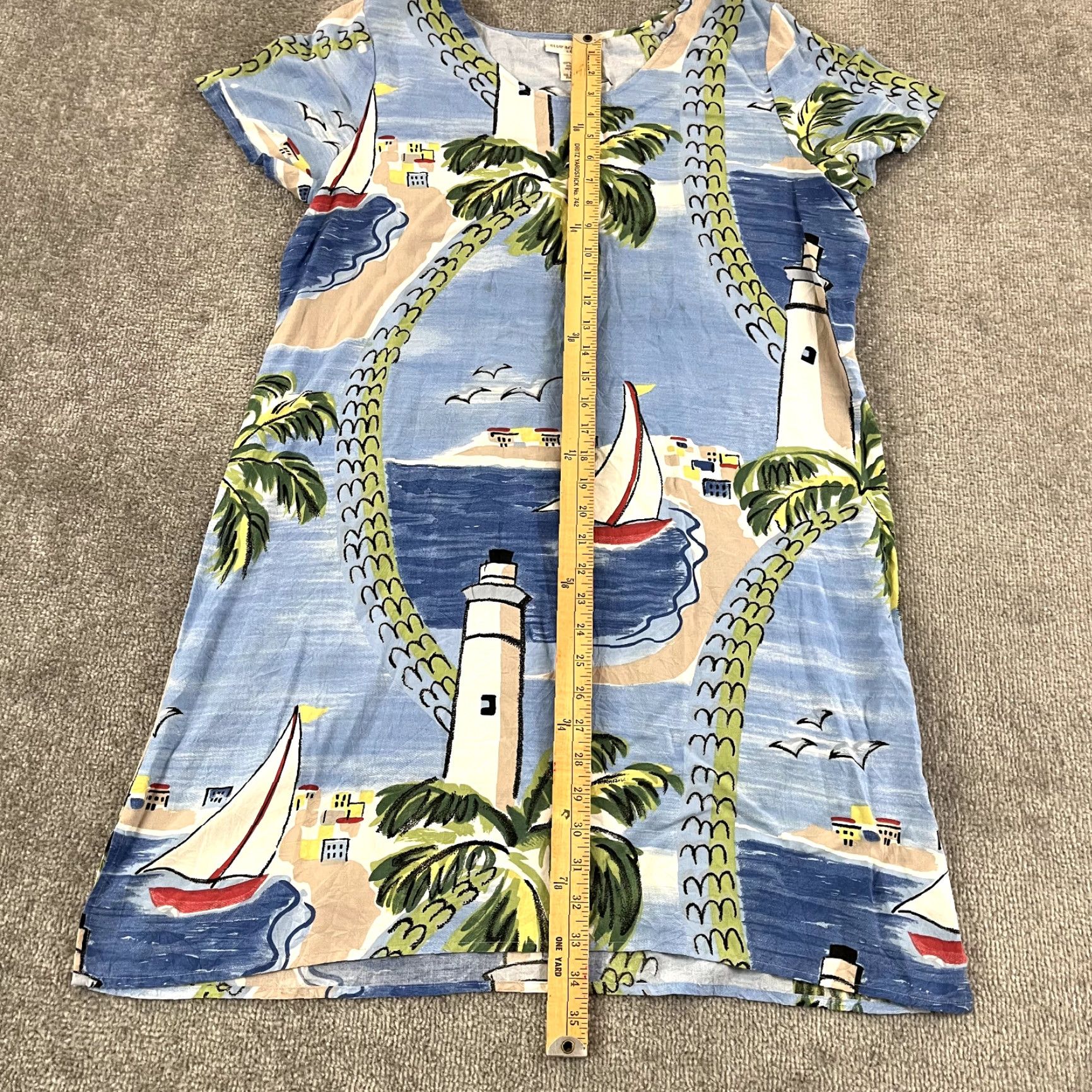 Vintage VINTAGE CLUB MYSTIQUE Top Womens XL Blue Beach Hawaiian Tropical 33" Micro Dress Tunic Size XL / US 12-14 / IT 48-50 - 3 Thumbnail