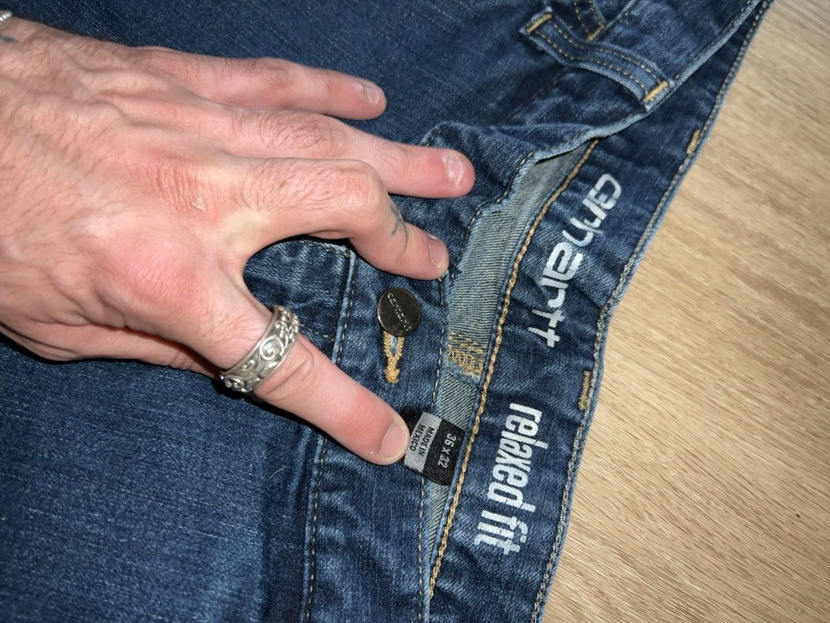 Carhartt × Carhartt Wip × Wrangler Insane Faded Carhartt Blue Double Knees Size US 33 - 3 Thumbnail