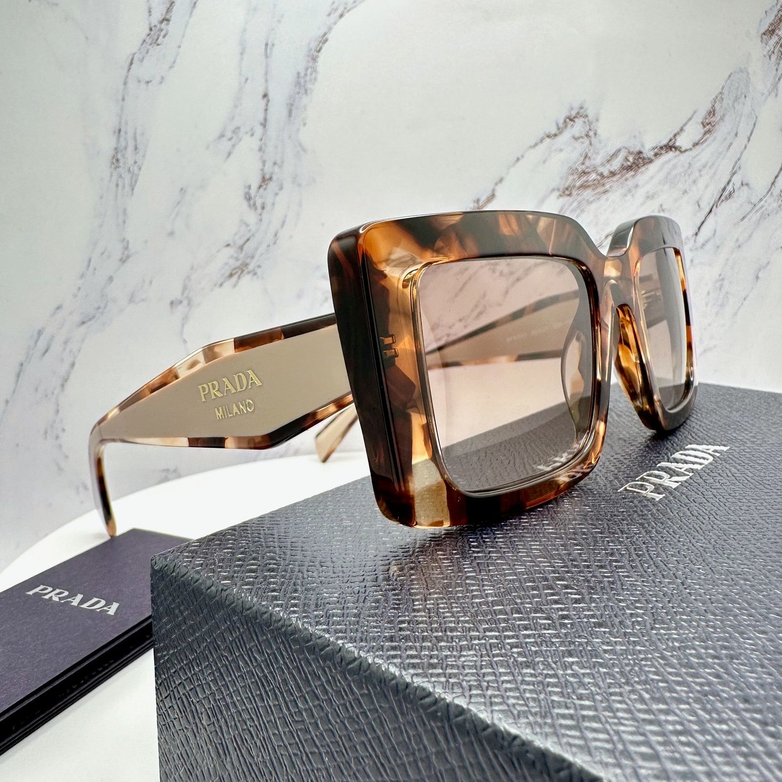 Prada New PRADA Sunglasses Brown Beige Caramel Gold Symbole Size ONE SIZE - 22 Thumbnail