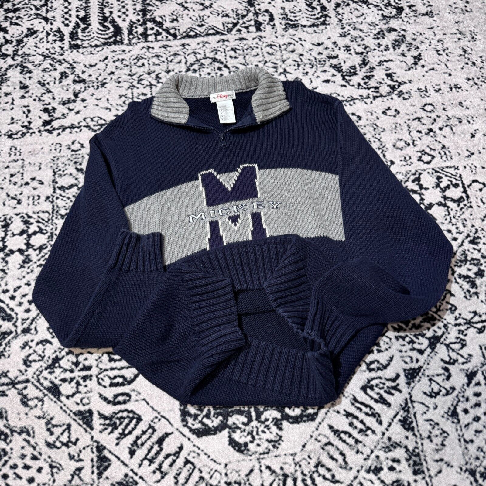Disney × Vintage Vintage Disney Navy Cotton Halfzip Sweater Size L Y2K 90s Size US L / EU 52-54 / 3 - 9 Thumbnail