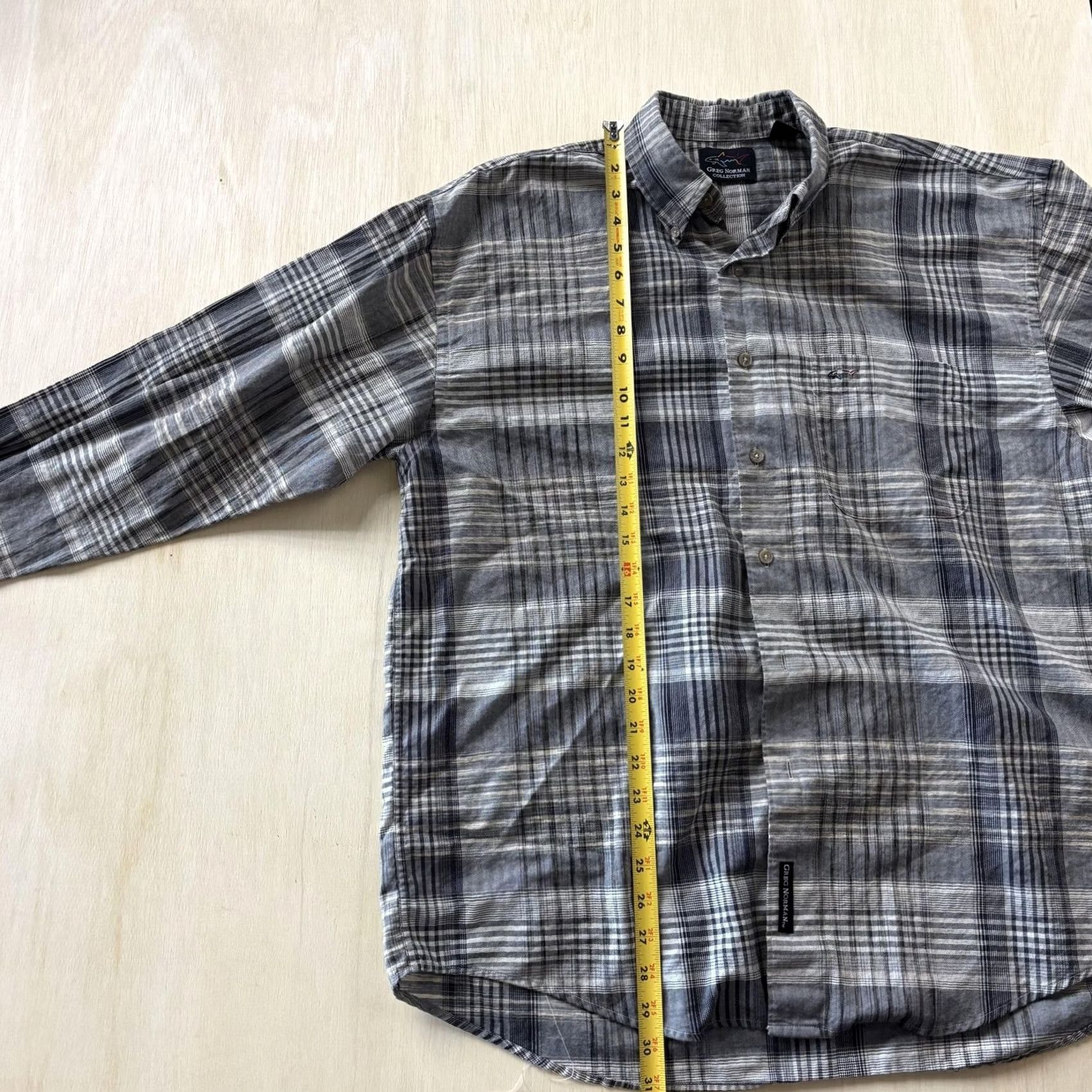 Vintage Greg Norman Collection Shirt Mens Large Gray Plaid Long Sleeve Cotton Button Up Size US L / EU 52-54 / 3 - 5 Thumbnail