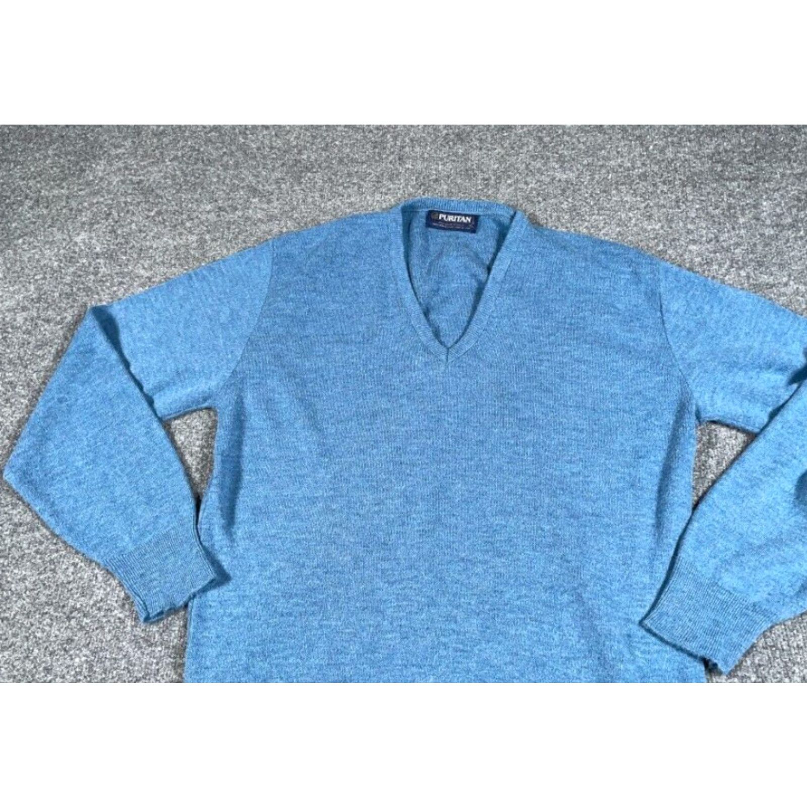 Vintage VTG 80s Puritan V-Neck Sweater Adult XL Blue Lightweight Knit Pullover Long Sleeve Casual Mens Size US XL / EU 56 / 4 - 7 Thumbnail