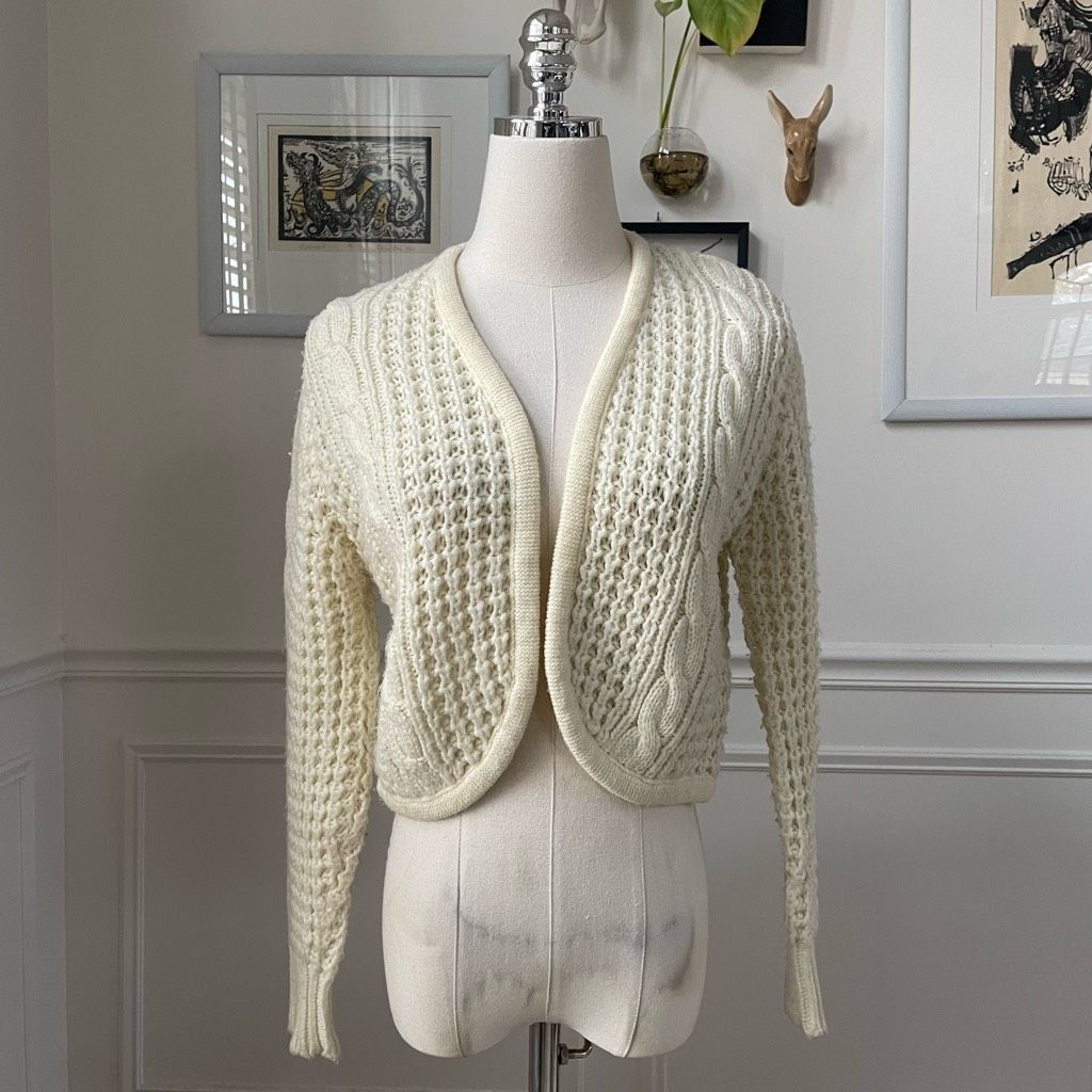 Vintage Vintage 80s Exclusive Imports Cropped Cardigan Sweater Fishe Size S / US 4 / IT 40 - 2 Thumbnail
