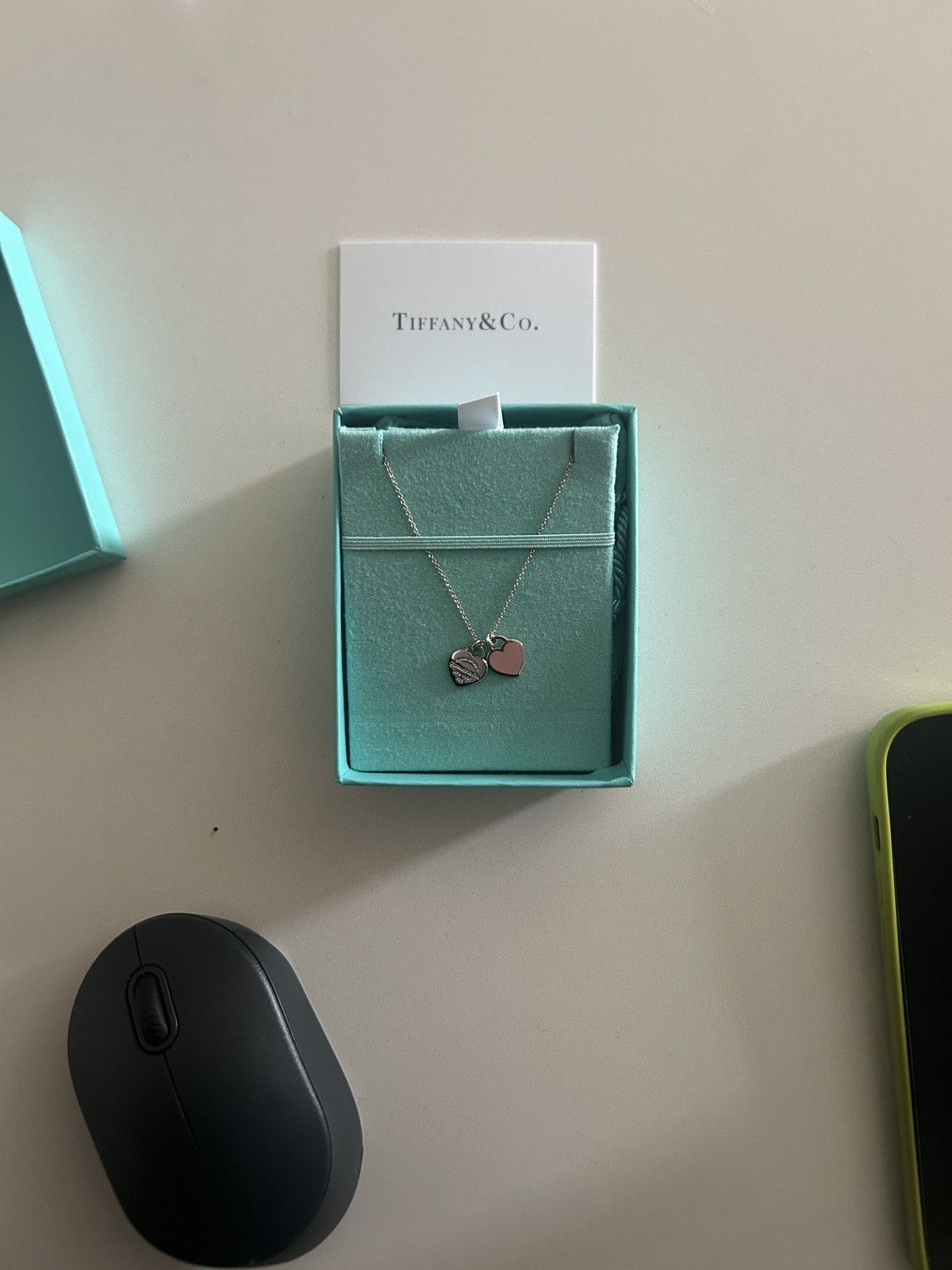 Tiffany & Co. Pink Double Heart Tag Pendant in Silver, Mini Size ONE SIZE - 1 Thumbnail